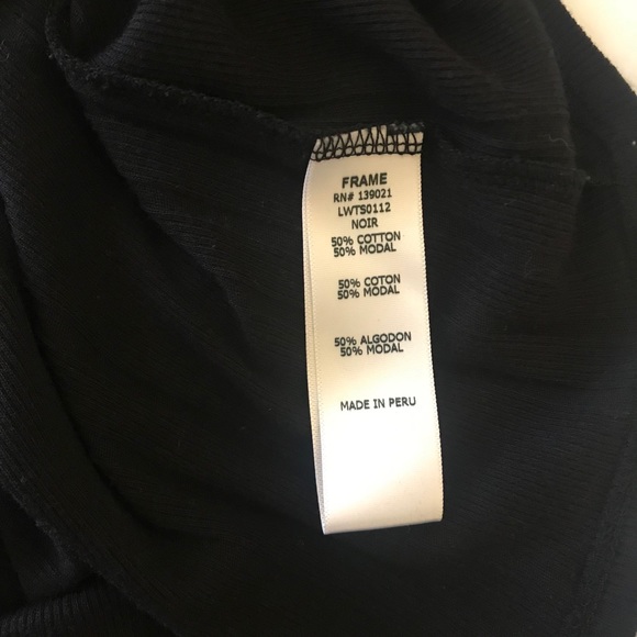 Frame Denim Black Ribbed Le Scoop Back Tee Shirt - Picture 8 of 9